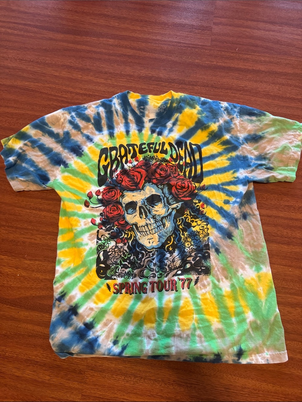 Grateful Dead Tie-Dye T-Shirt - Yellow/Blue/Green
